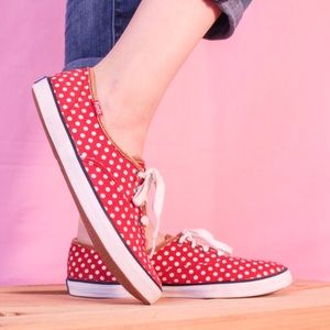 Red Polka Dot Canvas Sneakers